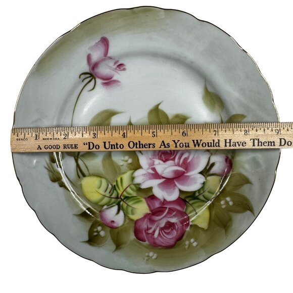 Lefton China Plate 3069 Hand Painted Floral Decorative Set of 4 Whimsical Rose - Picture 3 of 16